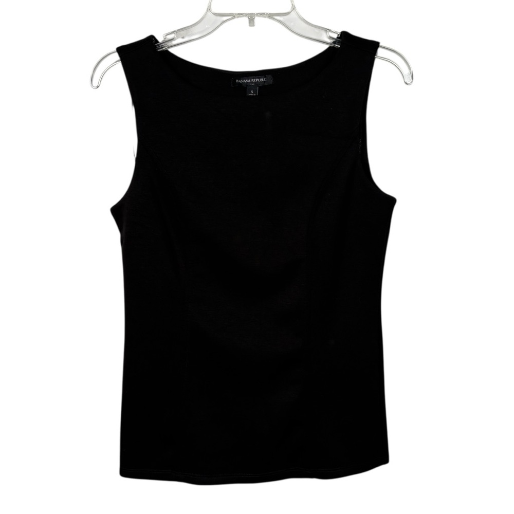 Banana Republic Black Stretchy Structured Knit Shell Tank Top Small NWT Minimal